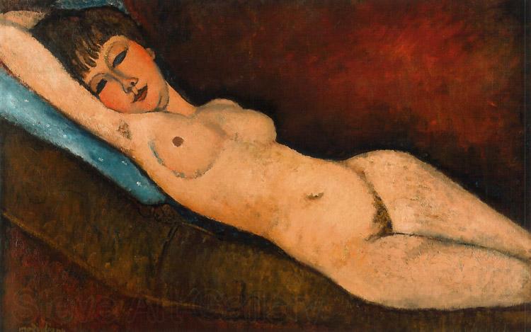 Amedeo Modigliani Reclining Nude on a Blue Cushion (mk39) Norge oil painting art
